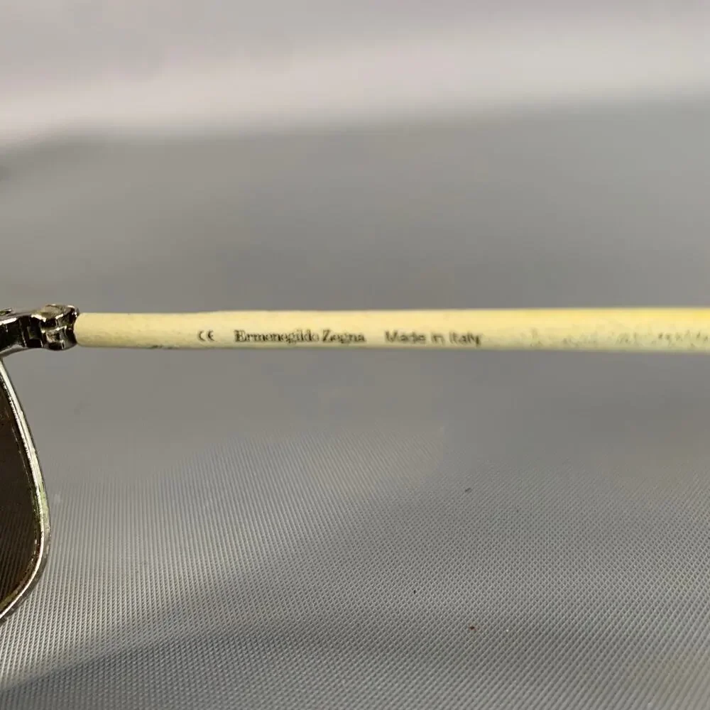 ERMENEGILDO ZEGNA Cream Silver Sunglasses